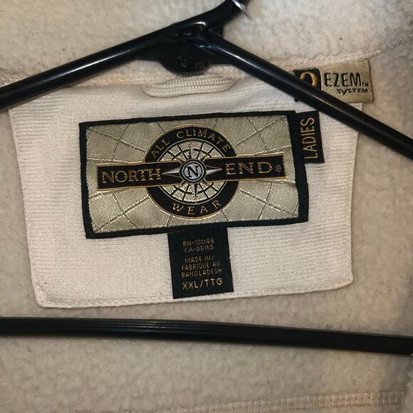 Vintage North End Cozy Soft Beige Fleece Vest Sherpa Trim Full Front Zip XXL - Picture 6 of 8